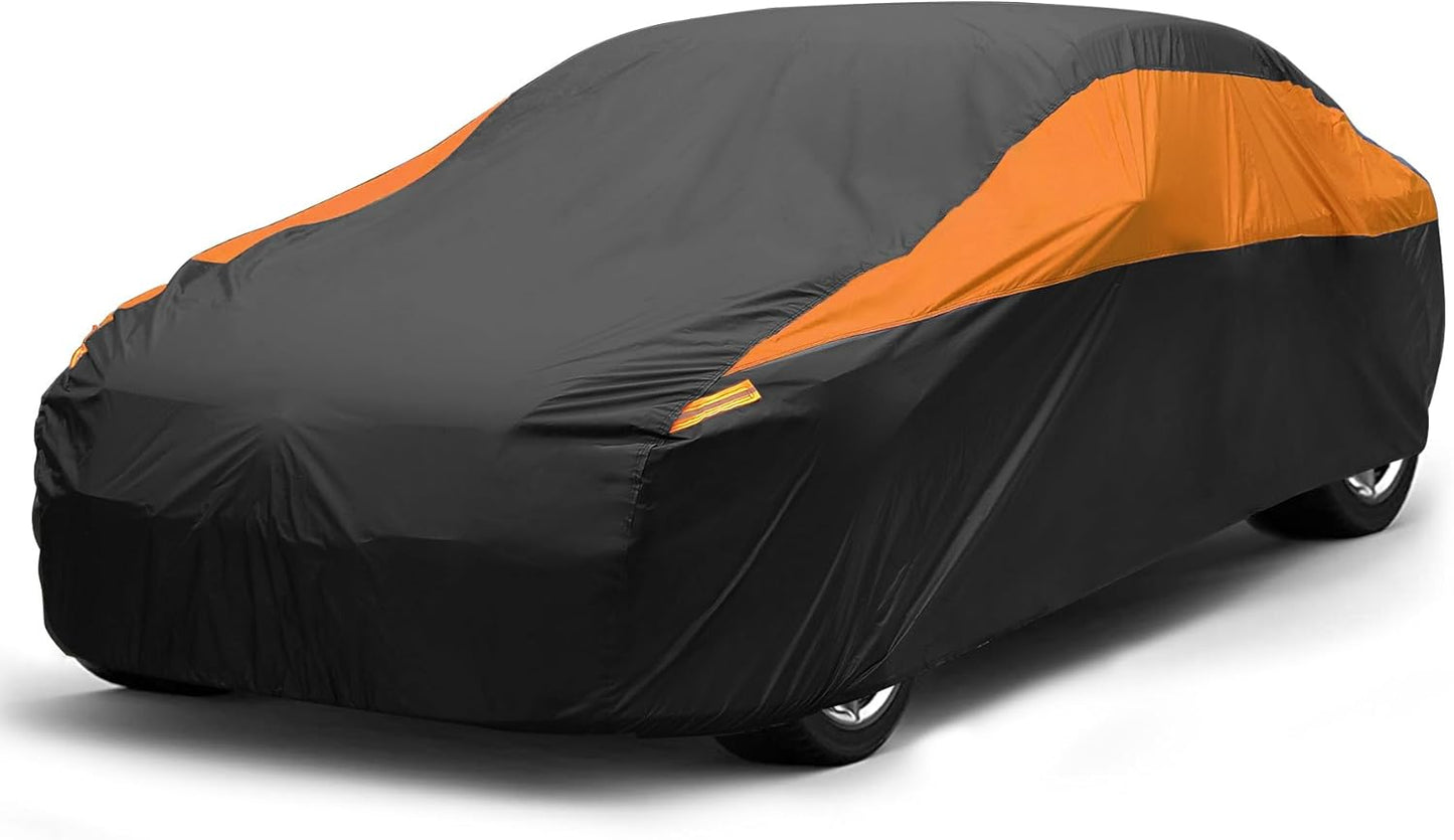 Car Cover Waterproof All Weather,Outdoor Car Cover for Automobiles,Full Exterior Cover Windproof Outdoor car Cover UV/Snow/Hail/Dust Protection Fit Sedan-Length 190" to 209"