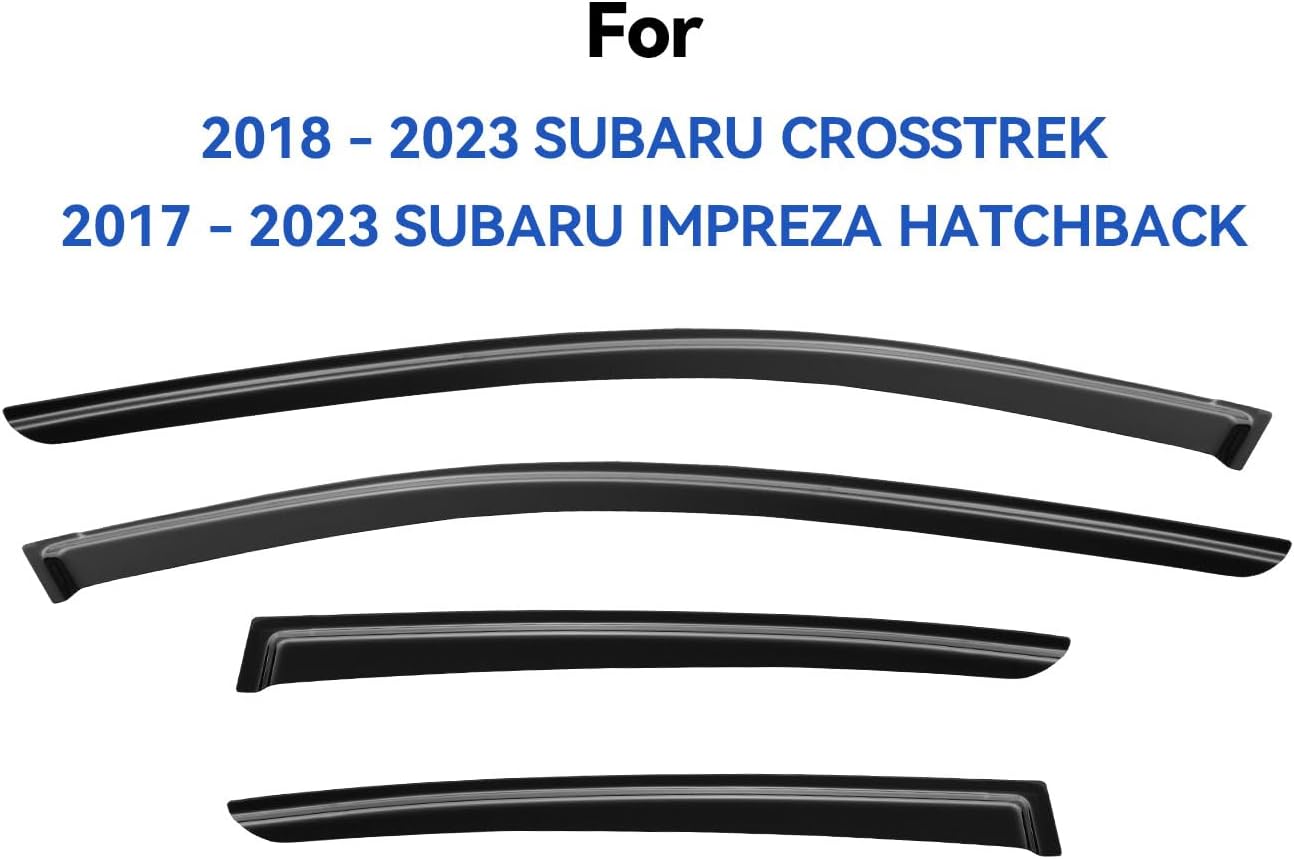 Window Visors Rain Guards for 2018-2023 Subaru Crosstrek, Out-Channel Window Vent Wind Deflectors Visors Shades for 2017-2023 Subaru Impreza Hatchback
