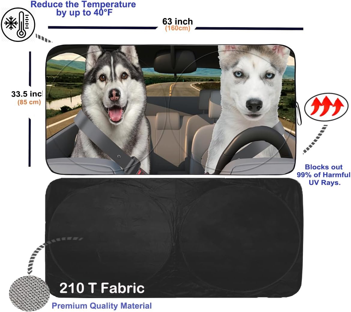 Gven Windshield Shade, Car Sun Shade for Front Windshield Sun Visor Protector Blocks UV Rays Foldable 210T Keep Your Vehicle Cool