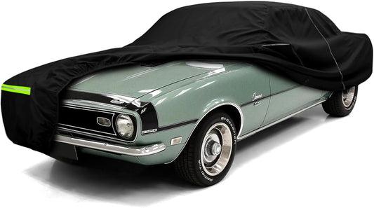 Waterproof Car Cover Compatible with Chevrolet Camaro 1967-1973, Oxford Black All Weather Classic Car Covers with Inner Cotton for Snow Rain Paint Protection(RS/SS/Z28)