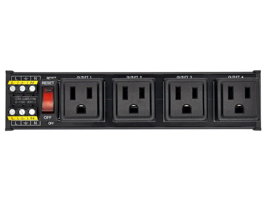 DIN Rail Mount AC 120V NEMA 5-15R 4 Receptacles Outlet Power Strip Module, with Rocker Switch Thermal Circuit Breaker Overload Protector