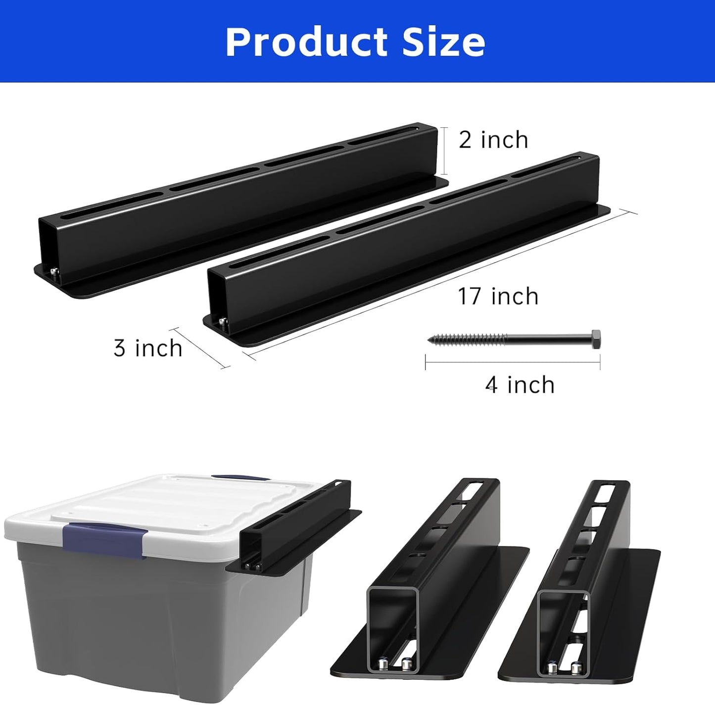 5 Pack Overhead Storage Bin Rack, Ceiling Racks for Utility Bins Organization, Heavy Duty Rack Ceiling Garage Storage for Supports Most Bins Container (for 4 Bins, Bins are not included)