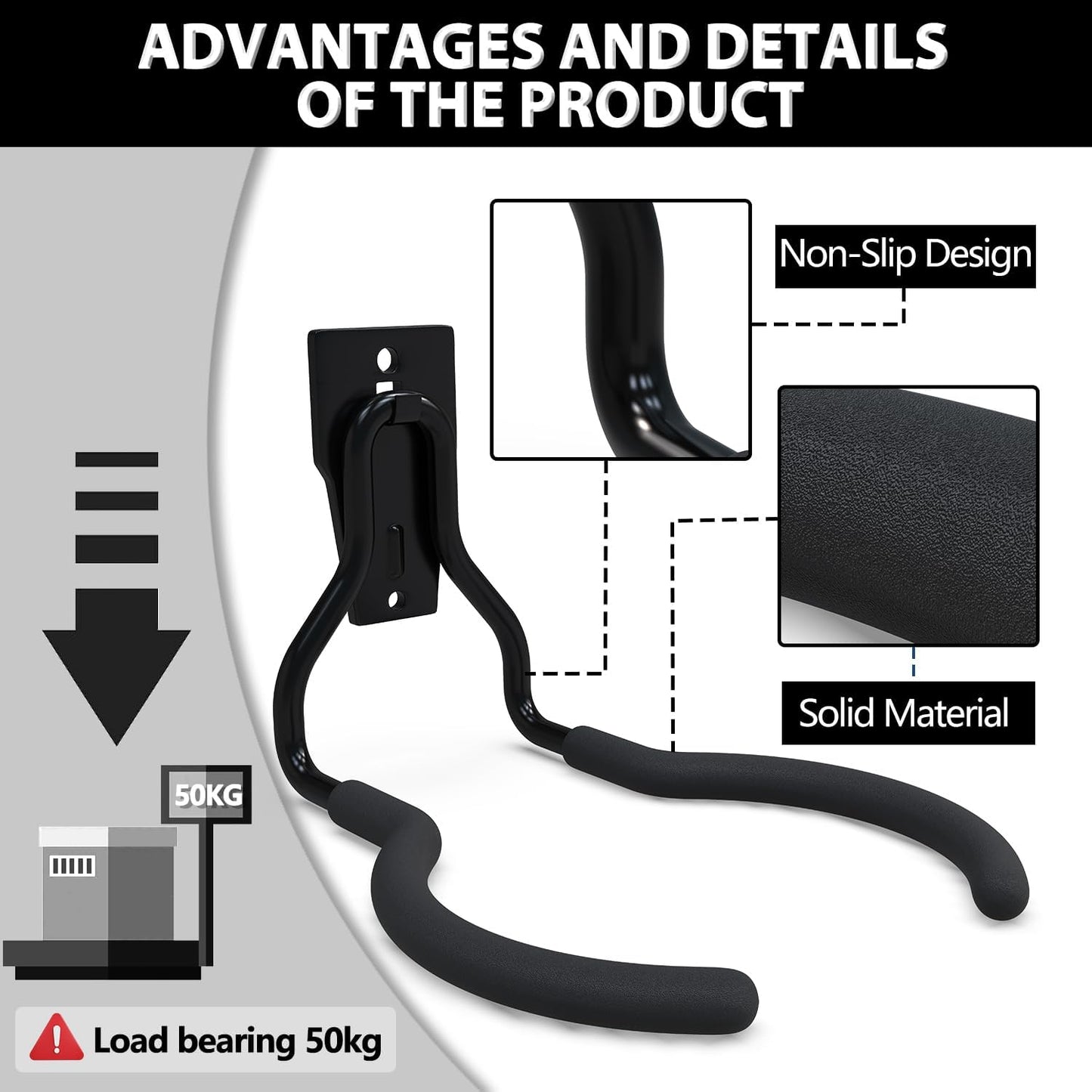 3-H Weed Eater Hanger 2 Pack,2 Large Garage Wall Hooks,1 Extension Strap,Utility Weedeater Rack,Tool Hangers for Organizing and Hanging Weed Wacker,Leaf Blower,String Trimmer,Power Tool in Garden