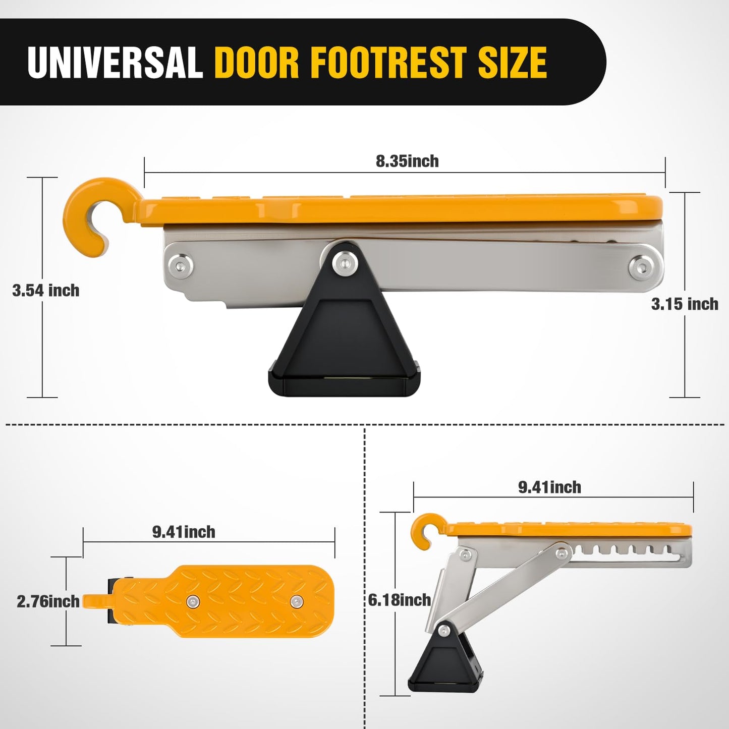 Nilight Car Door Step Universal Aluminum Latch Step for Car Roof Access Portable Folding Car Door Latch Hook Step Multi-Adjustable Both Feet Stand Pedal Max Load 500 Lbs for Truck Suv Vehicles, Orange