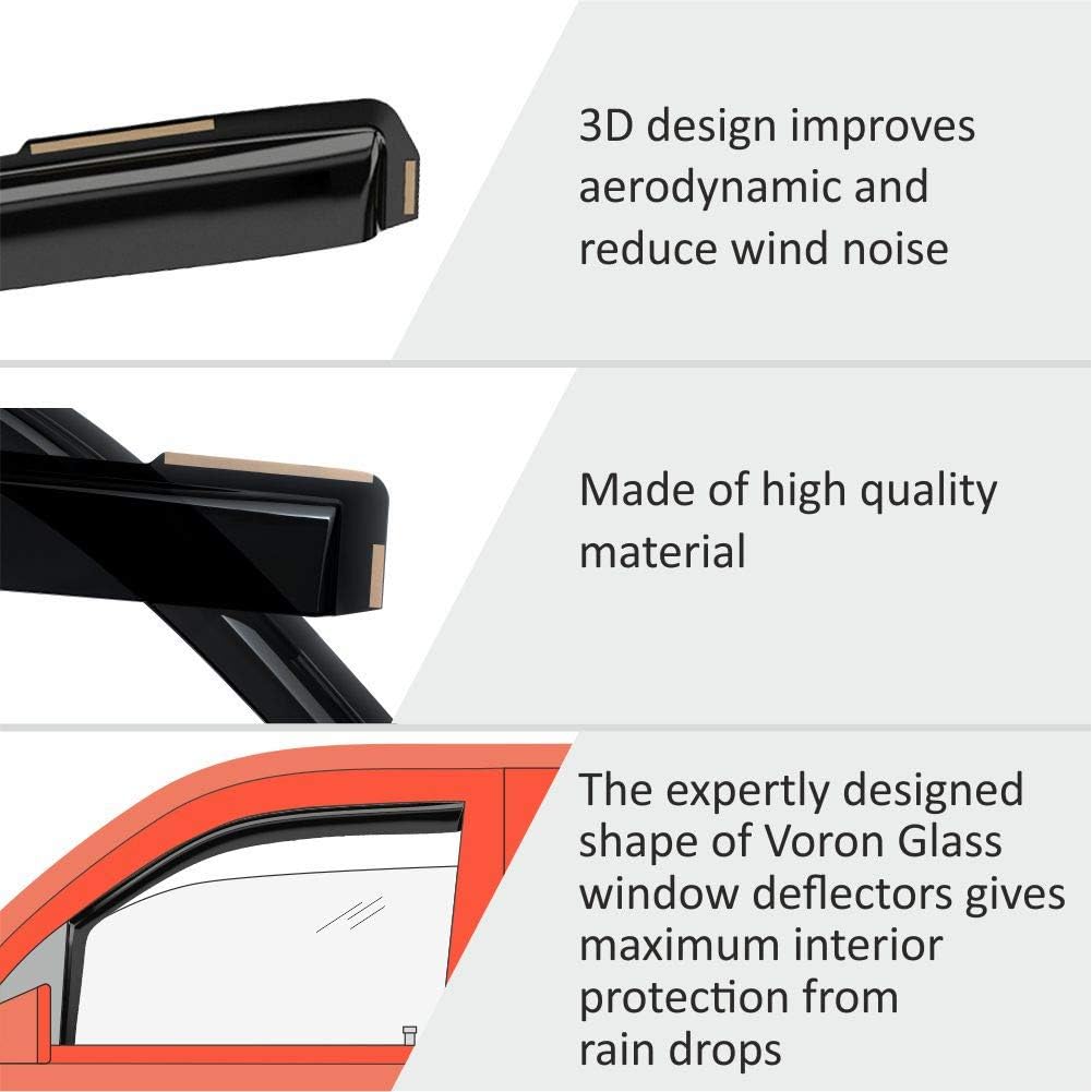 Voron Glass in-Channel Extra Durable Rain Guards for Hyundai Elantra 2021-2025, Window Deflectors, Vent Window Visors, 4 Pieces - 220225