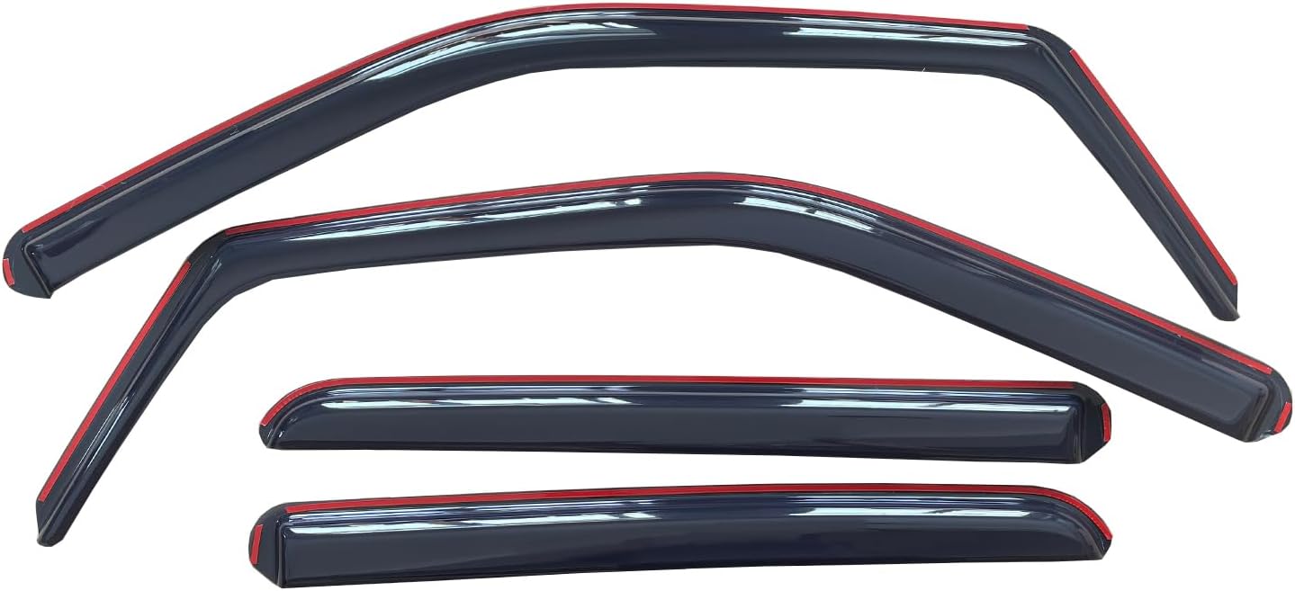 in-Channel Window Visor Deflector Compatible with Ford F150 Super Crew Cab 2015-2024 Rain Guards Smoke 4pcs