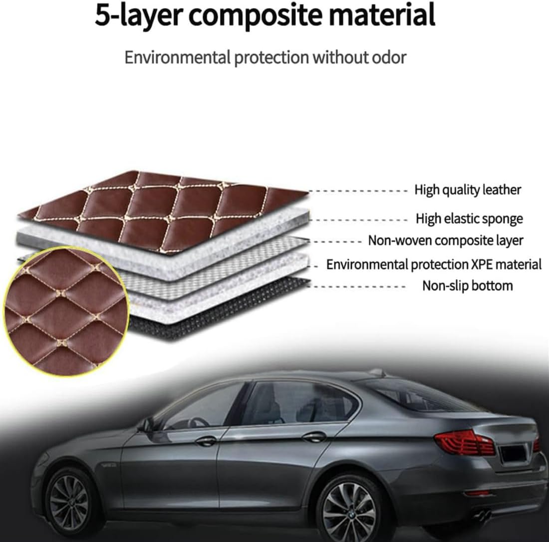 Custom Personalized Floor Mats for Cars，Luxury Full Coverage All Car Floor Mats，Anti-Slip Leather Car Mat Set ，Custom Floor Mats for 99% of Cars, Trucks & SUVs. (Wine red and Black)