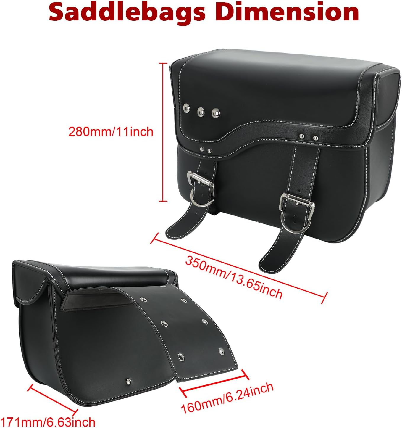 SUNPIE Motorcycle Saddlebags - Universal Leather Motorcycle Luggage Bag Waterproof Motorcycles Saddle bag with Large Capacity for Sportster Softail Shadow Dyna V-star