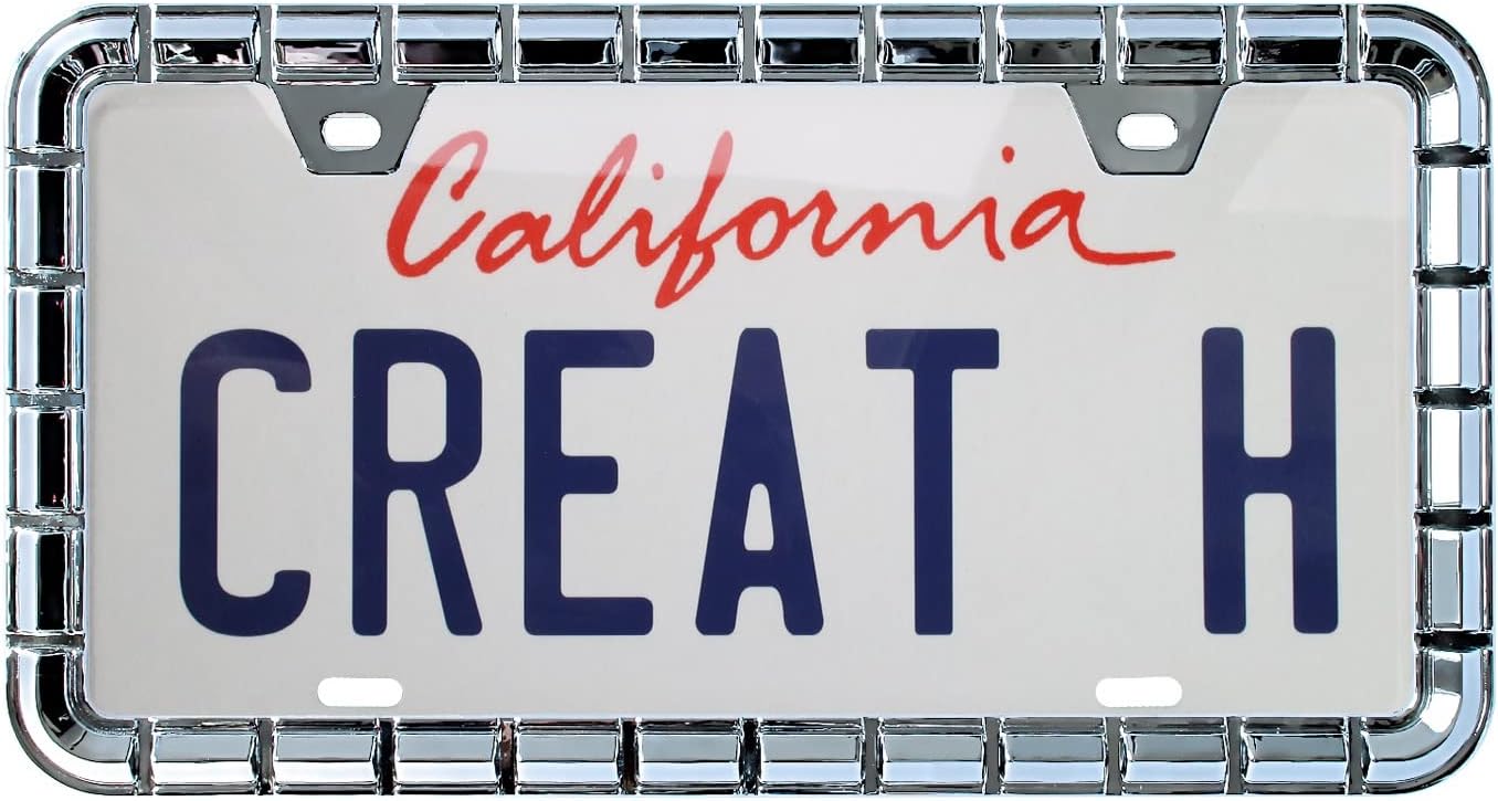 Creathome 3D Chrome License Plate Frames, Pure Zinc Alloy Metal with Chain Patterned
