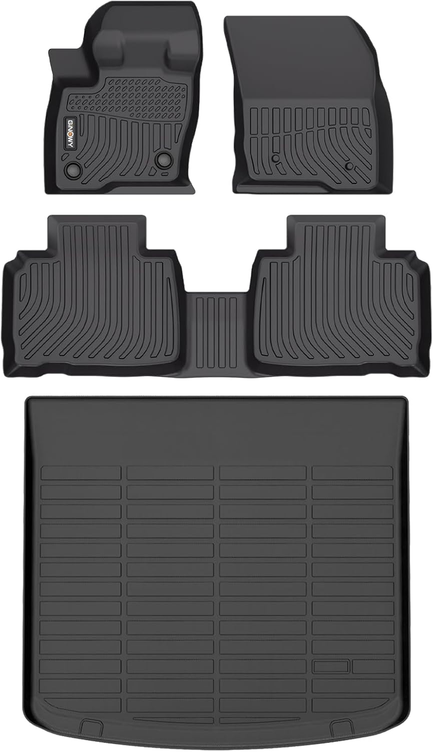GINOWY- Floor Mats & Cargo Liner for Lincoln Nautilus 2019-2023 & MKX 2016-2018 TPE All Weather Nautilus Car Mats Anti-Slip Trunk Mat Waterproof Car Accessories Floor Liners Black