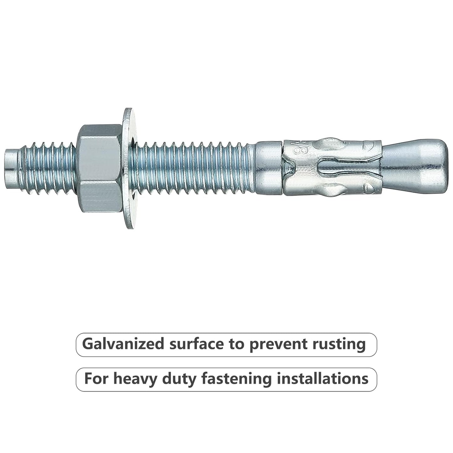 1/2x4-1/2 30Pcs Inch Standard Fasteners for Heavy-Duty Zinc Wedge Anchors for Cement and Concrete