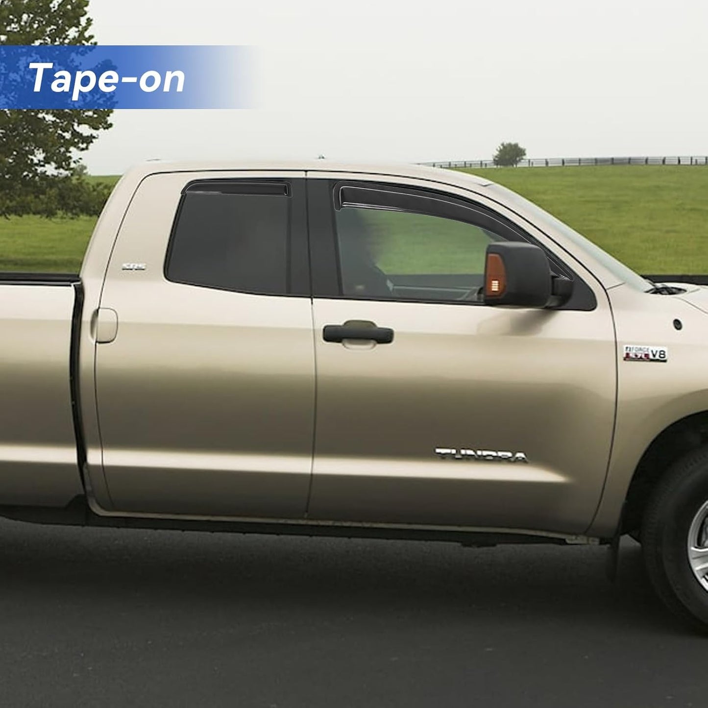 Window Visors Rain Guards for 2007-2021 Toyota Tundra Extended Cabs, Out-Channel Window Vent Wind Deflectors Visors Shades for 07-21 Tundra Double Cab