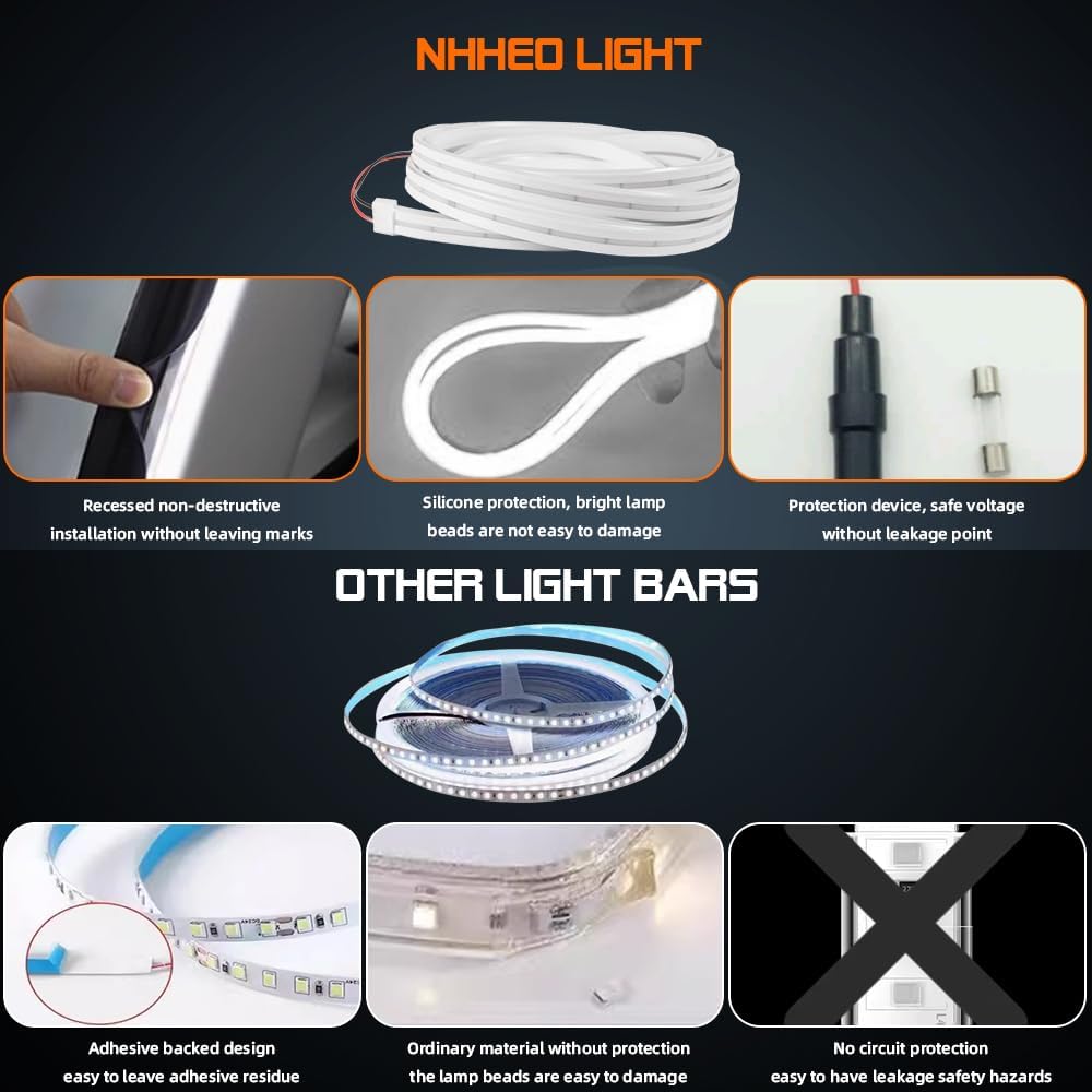 Car LED Strip Light For Trunk, 158Inch IP67 Silicone Waterproof Neon Light Strip Embedded, Flexible Cutting Universal Auto Interior Lights(White)