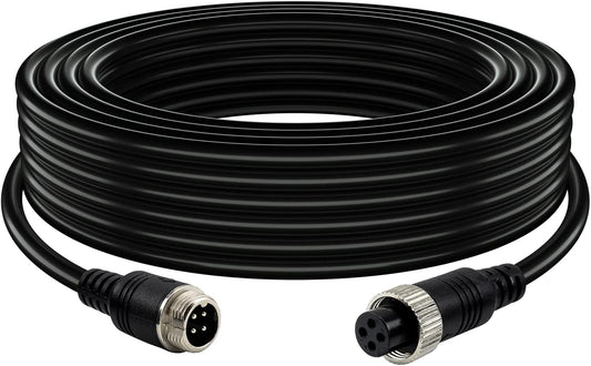 50FT Car 4-Pin Aviation Video Extension Cable，15m Car Video Extension Cable for CCTV Rearview Camera Truck Trailer Camper Bus Motorhome Vehicle Backup Monitor Waterproof Shockproof System