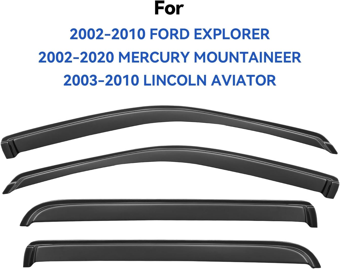 Window Visors Rain Guards Shield for 2002-2010 Ford Explorer/Mercury Mountaineer, Out-Channel Window Vent Wind Deflectors Visors Shades for 2003-2010 Lincoln Aviator