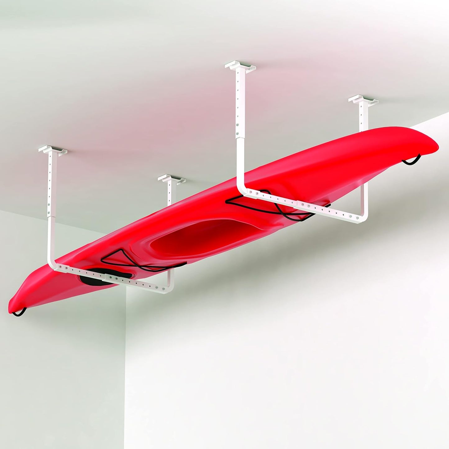 80842-10 33 in. x 34 in. Adjustable Garage Ceiling Mount Storage Rack Kit, Garage Overhead Storage Bracket, White