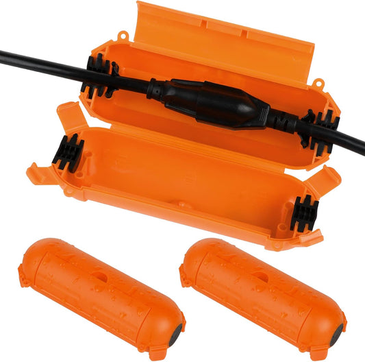 Flemoon [3 Pack] Outdoor Extension Cord Safety Cover with Waterproof Seal, Weatherproof Electrical Connection Box to Protect Outdoor Outlet, Plug, Socket, Christmas Holiday Decoration Light, Orange