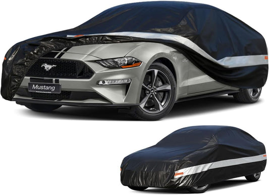 10 Layers Car Cover Custom Fit for Ford Mustang, Shelby, GT350, GT500 (1964-2024) Waterproof All Weather for Automobiles, Outdoor Full Cover Sun UV Rain Protection.Black