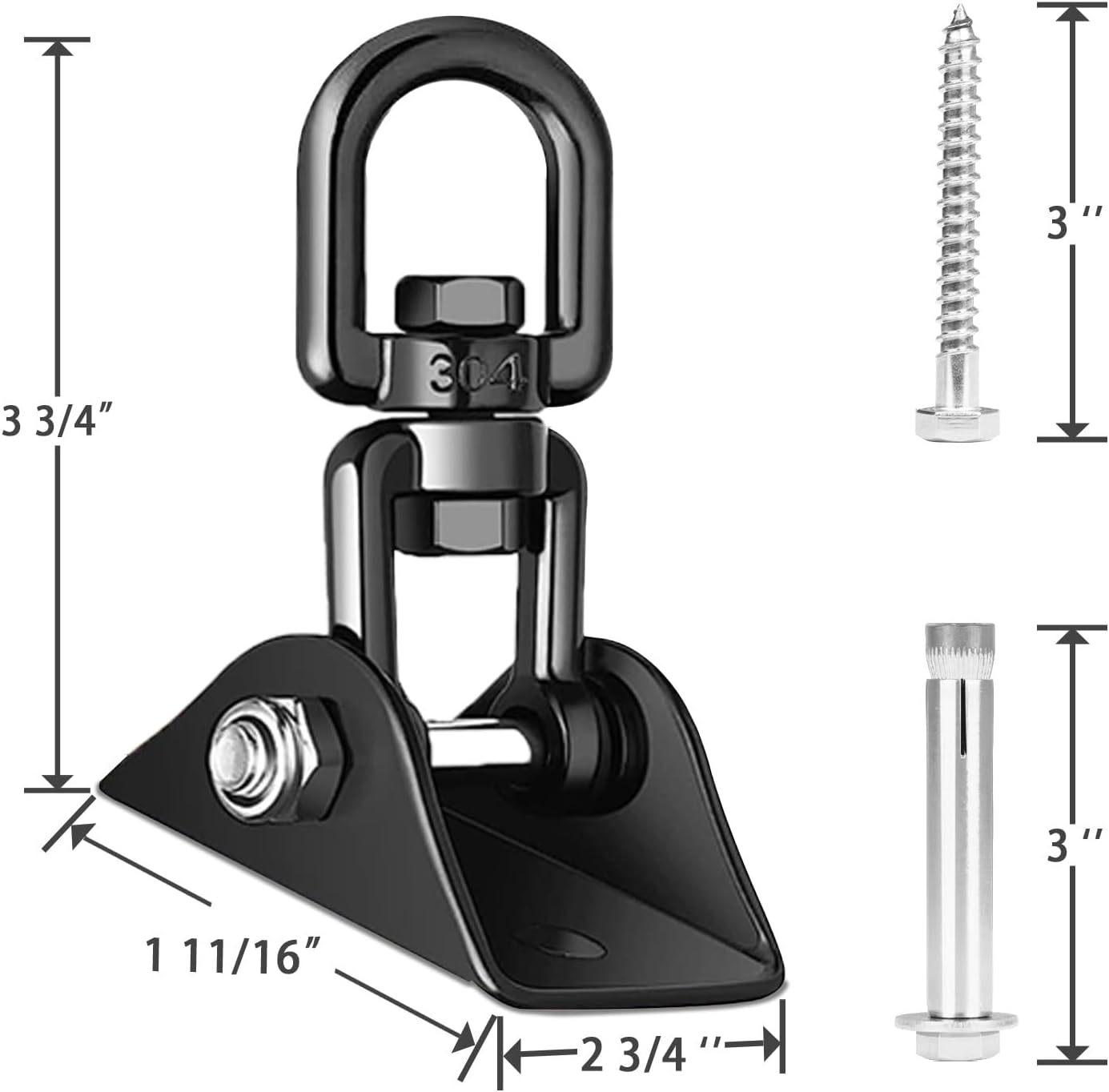 Heavy Duty Swing Hangers for Wooden Sets 2000 LB Capacity Hammock Hanger 360 Swivel Stainless Steel Swing Hardware Accessories 2 Packs for Porch Playground Yoga Heavy Bag