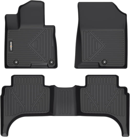 GINOWY-Floor Mats for Hyundai Santa Cruz 2022-2024 2025, TPE All Weather Car Mats Santa Cruz, Custom Fit Floor Liners, Heavy Duty Non-Slip Soft 3D Laser Car Accessories Mats-Black