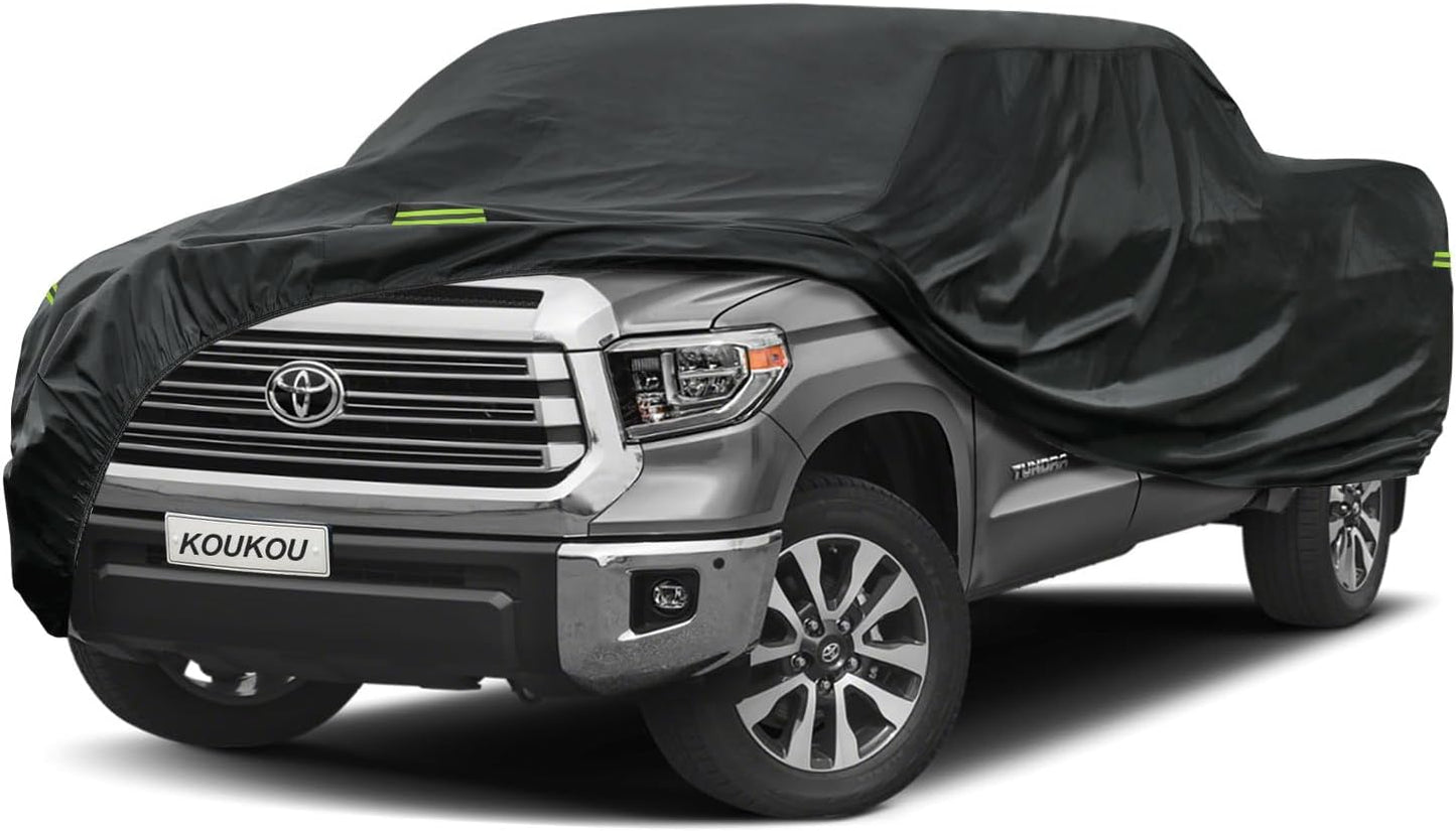 KouKou Truck Cover Waterproof All Weather, 7 Layers Heavy Duty Pickup Truck Cover Outdoor Length from 243 to 250 inches,Universal Fit SuperCrew Bed Ford F150 F250 F350,Nissan Titan,Toyota Tundra ect.