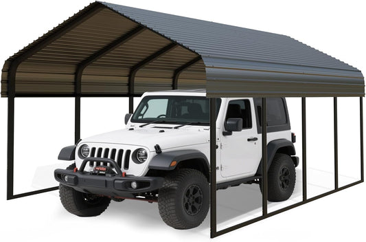 Heavy Duty Metal Carport 20x20 ft Galvanized Steel Carport Shelter for 2 Car Extra Large Canopy for Dual Vehicle, RV Boat Storage All Weather Protection Garage Party Tent (10X20FT)