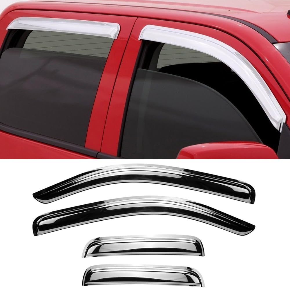 Chrome Side Window Visor Wind Vent Deflector fit for 2011-2016 Kia Sportage,4pcs Outside Mount Style Chrome Shade Sun Rain Guards Set 94652Y