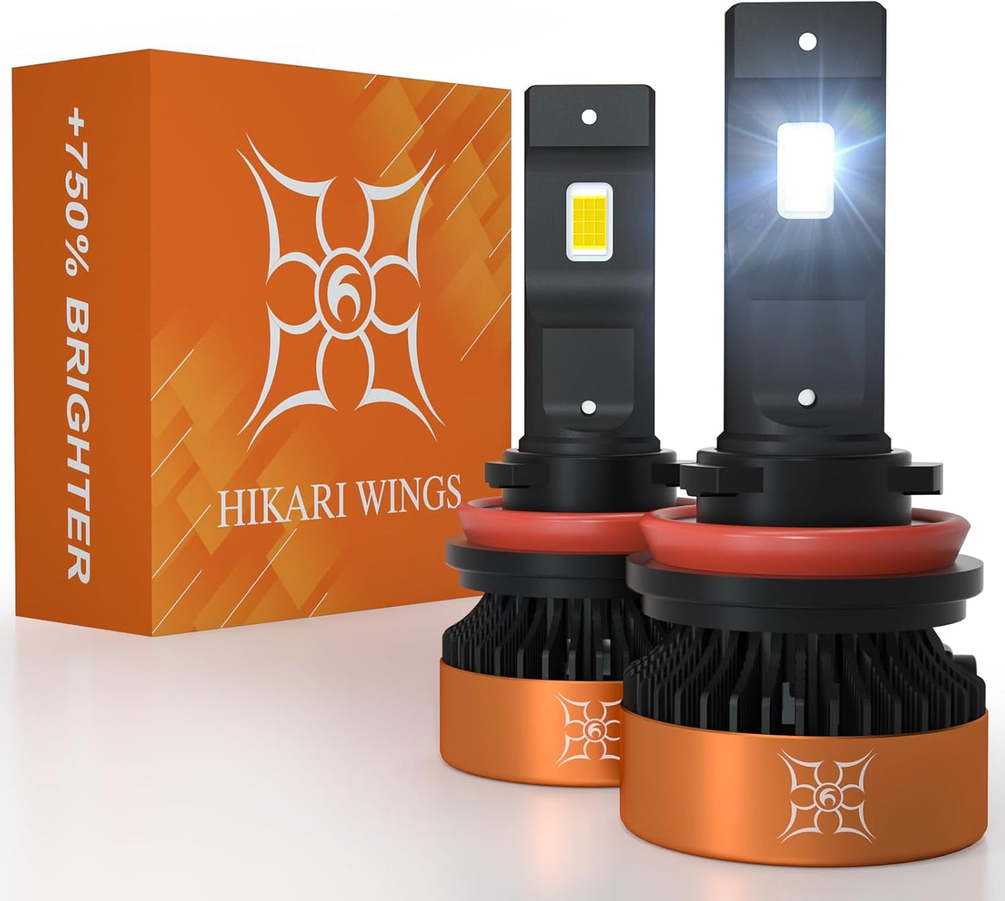 HIKARI WINGS H11/H8/H9 LED Fog light, 30000LM Pure White 6000K LED Bulbs, Plug & Play IP68 Waterproof Pack of 2