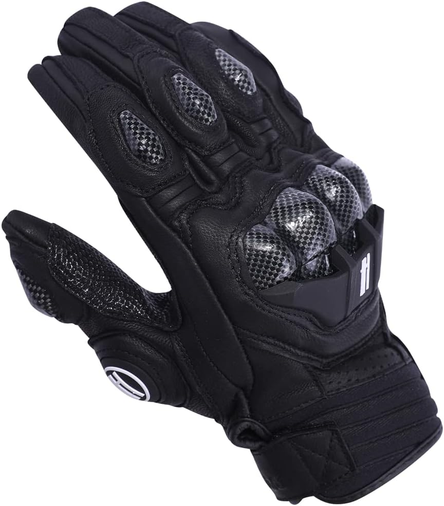 Harssidanzar Breathable Leather Motorcycle Gloves Touchscreen for Men Women KM046
