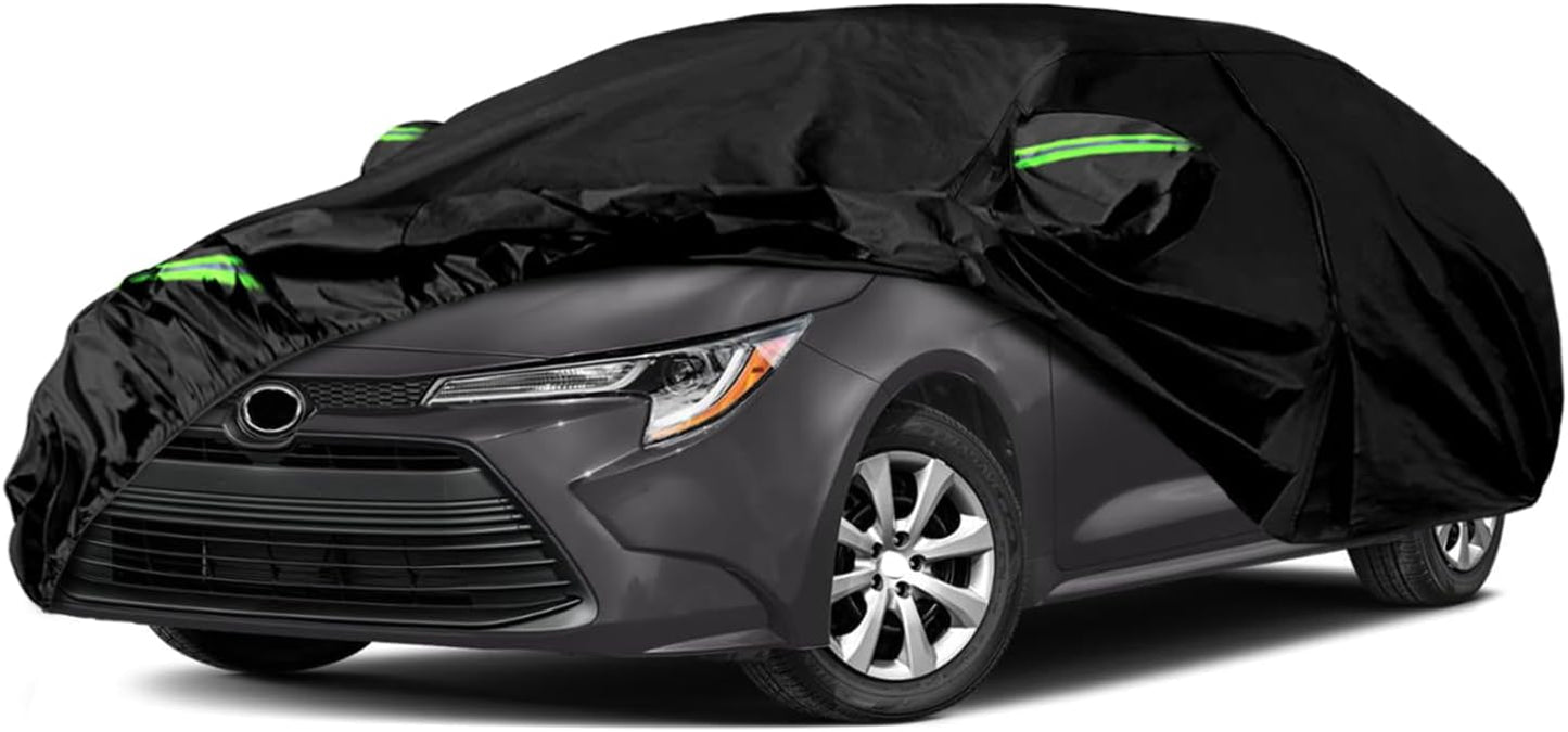 Waterproof Car Cover Compatible with Toyota Corolla Sedan Accessories 2004-2025, Black 210T Inside Cotton Cover with Door Zippers for Snow Rain Dust Outdoor Protection