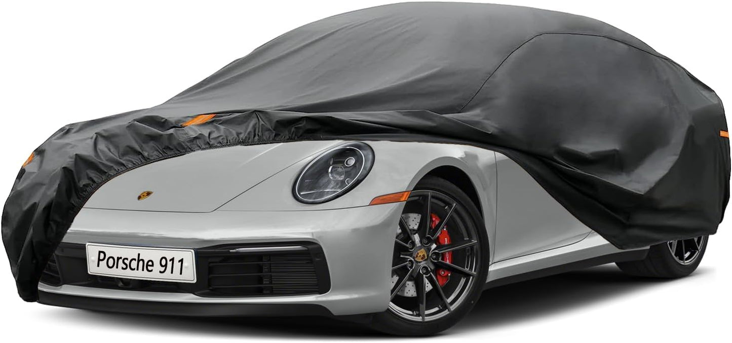 Kayme 7 Layers Car Cover Custom Fit for Porsche 911 Coupe Convertible Targa (2011-2025) Waterproof All Weather for Automobiles, Outdoor Full Cover Rain Sun UV Protection.Black