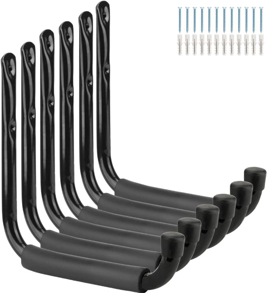 Heavy Duty Steel Garage Storage Hooks, 9.5Inches Jumbo Arm Ladders Utility Rack, Wall Mounted Hanger Organizer for Tools, Bikes, Jeep Door