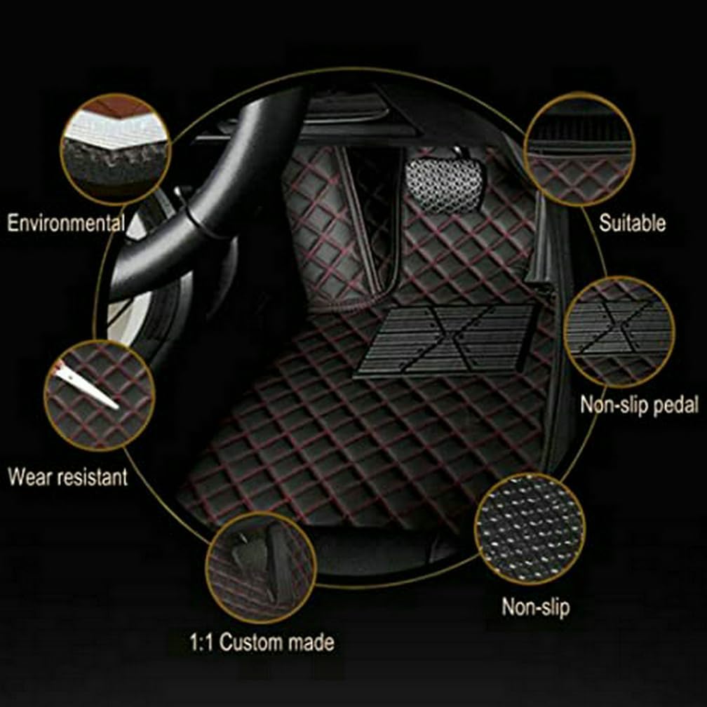 Customized Personalized Car Mats - All Weather Men's and Women's Floor mats Suitable for 99% of vehiclesPads Protection Non-Slip Leather Floor Liners (Black)