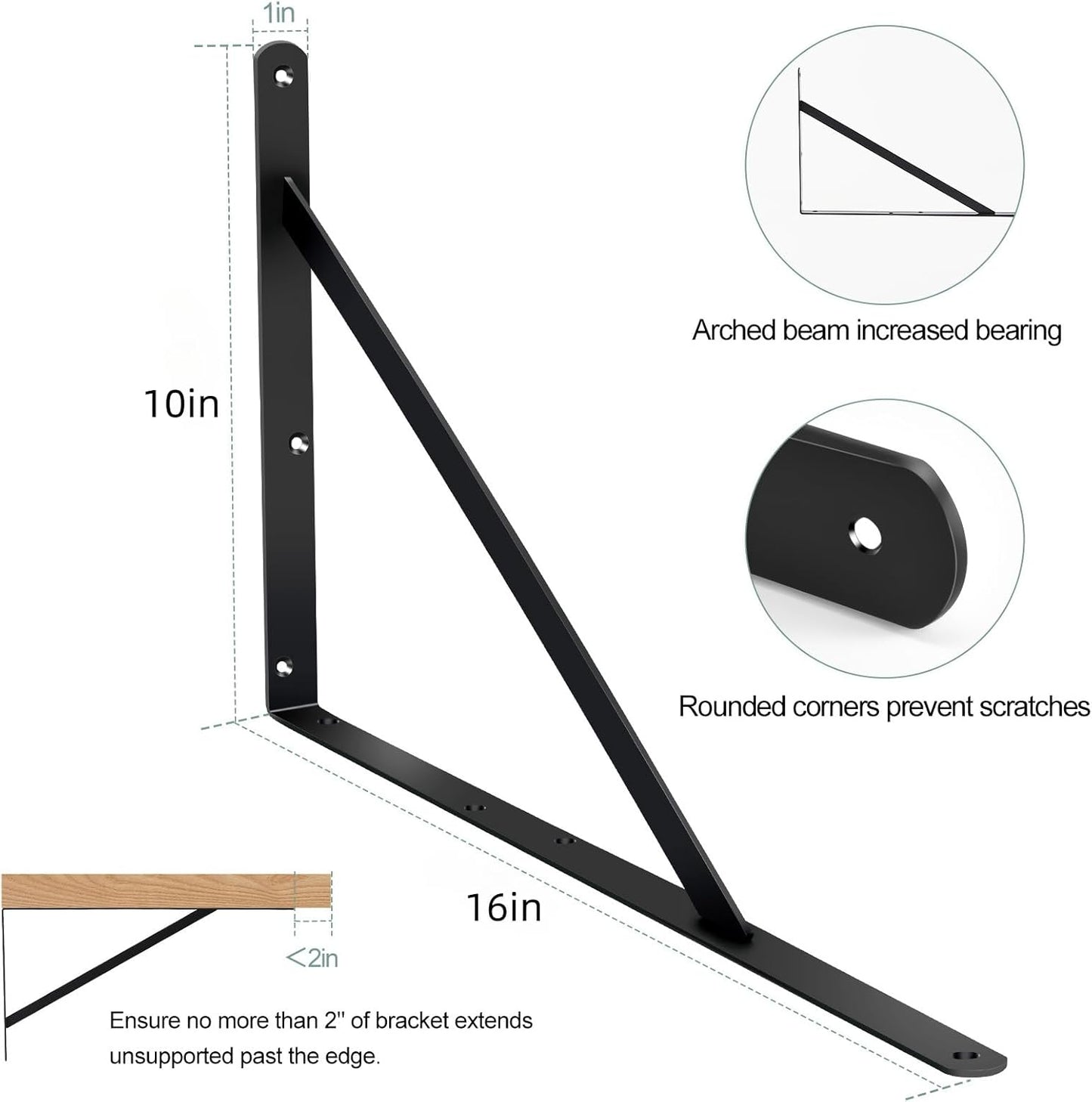 24 Pack L16 x H 10" Black Heavy Duty Shelf Brackets with Screws Metal Shelf Brackets Shelf Support Angle Brackets for Shelves L Brackets Heavy Duty Floating Shelf