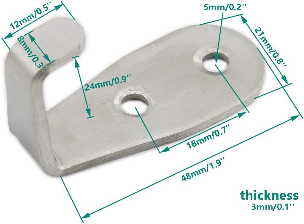 Stainless Steel Coat Hooks - Heavy Duty Metal Hangers for Hanging Towels, Keys, Hats - Kitchen & Bathroom Wall Mounted Hooks - Indoor & Outdoor - 8 Pack with Screws