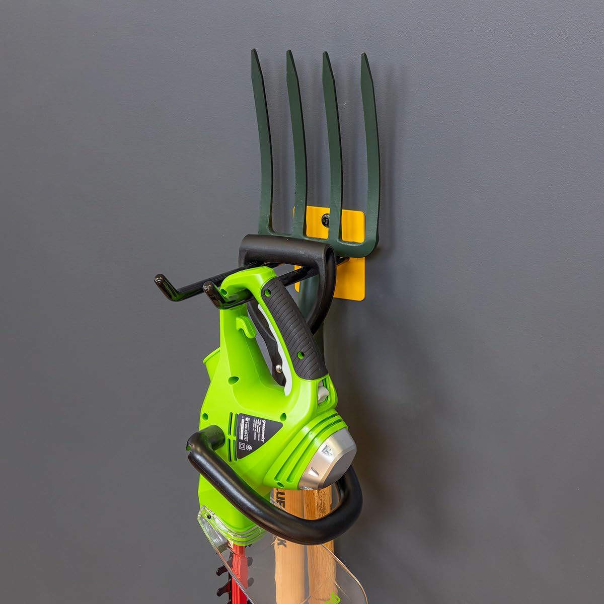 StoreYourBoard Tool Organizer Hook, Wall Mount Garage Storage, Tool Storage for Shovels Rakes Brooms Hoses and More, Rubber-Coated Steel Holds 50 lbs, 12" X 4" X 4.5"