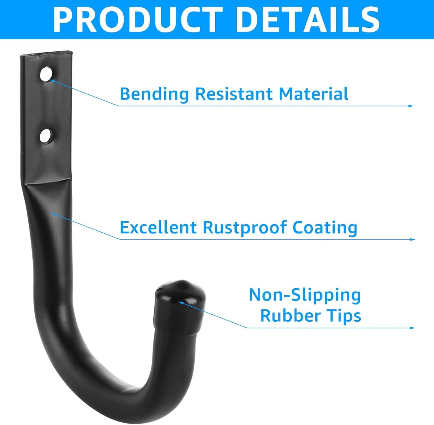 24 Pack Heavy Duty Garage Storage Utility Hooks 3.35" Kayak Wall Hangers Ladder Hooks for Garage, Utility Hooks for Ladder Garden Tool Hose Bike Shelf, Outdoor or Indoor Use