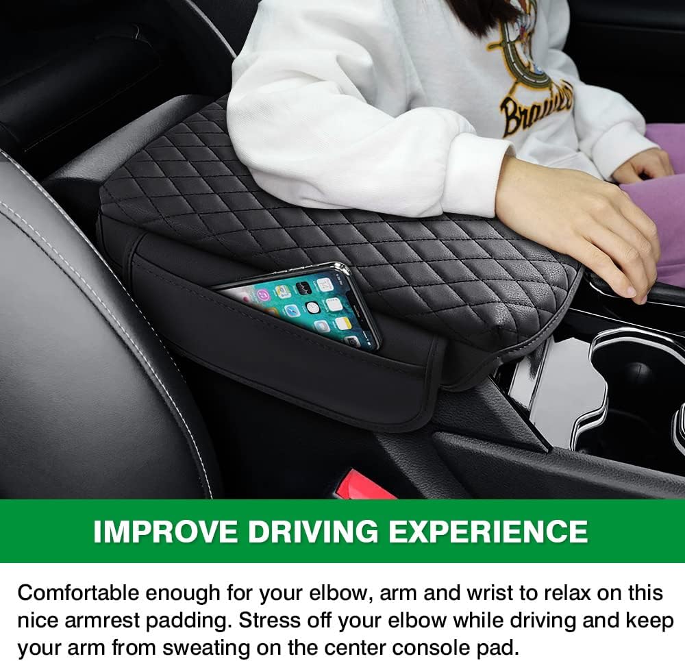 Shademax Custom for Center Console Cover Jeep Grand Cherokee WL 2022-2024 2025 2026 Accessories Armrest Cover Center Console Pad PU Leather Armrest Seat Box Cover Protector with Pockets Storage Bag