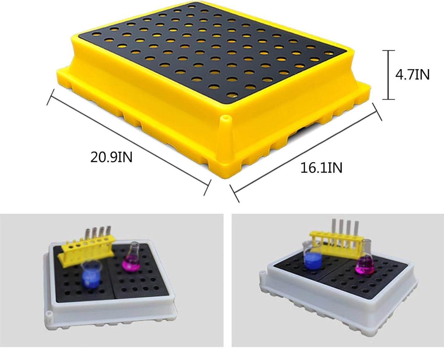 Drum Containment Spill Pallet, Industrial Nestable Oil Drums Leak-Proof Tray, Garage Storage Detachable Anti Slip Polyethylene Platform with Drain (Color : Yellow-5 Pack, Size : 20.9"x16.1"x