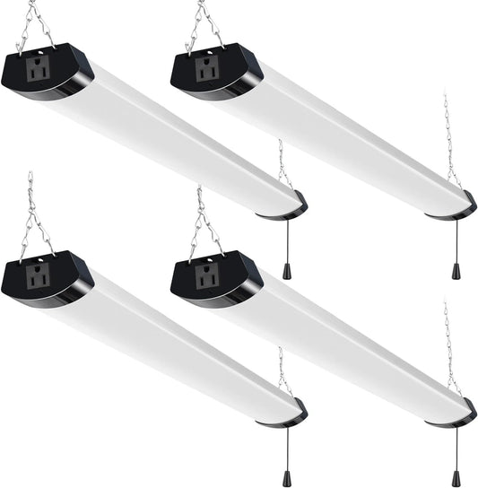 hykolity 4FT 70W LED Shop Light Linkable, 8000lm(300w Equivalent), 5000K Utility Shop Lights for Garages, Workshops, Basements, Hanging or FlushMount, with Power Cord and Pull Chain, ETL, 4 Pack