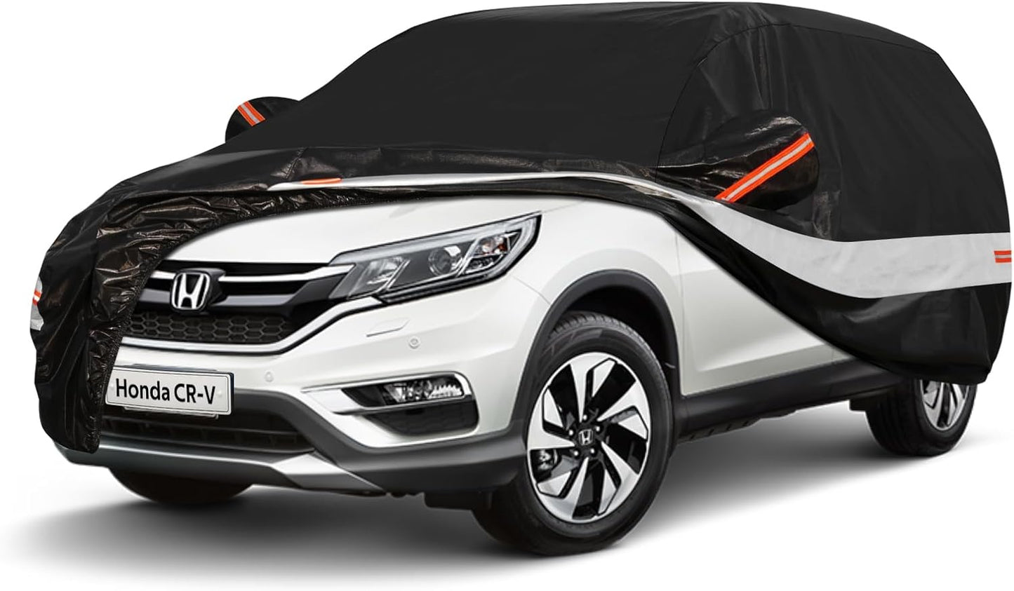 10 Layers SUV Car Cover Custom Fit for Honda CRV CR-V (2006-2024) Waterproof All Weather for Automobiles, Outdoor Full Cover Sun UV Rain Protection with Cotton.Black