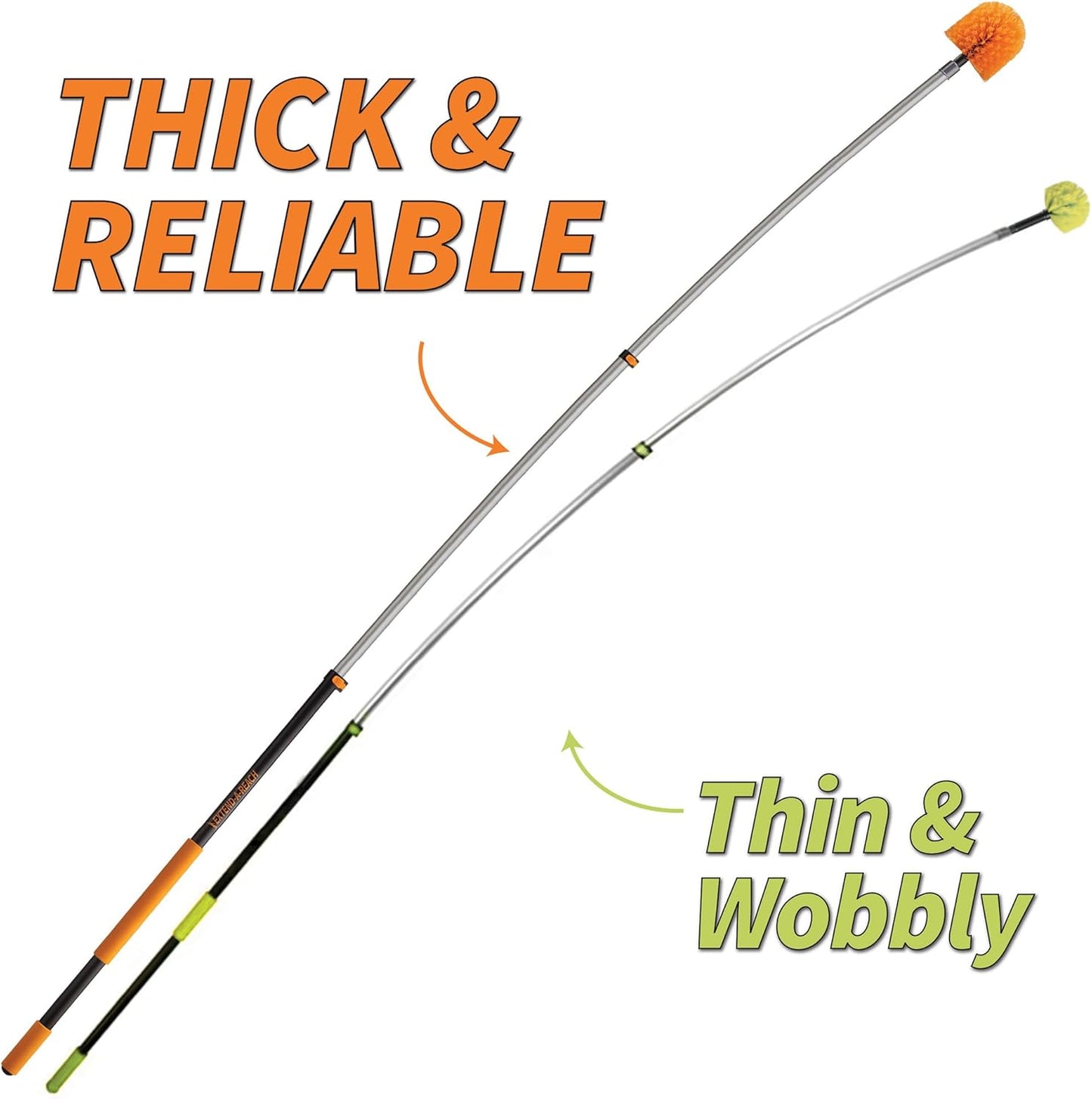 24 Foot High Reach Duster Kit with 5-18 ft Extension Pole // High Ceiling Dusting and Window Cleaning Kit with Telescopic Pole // Window Washer & Squeegee, Cobweb Duster, Fan Blade and Feather Dusters