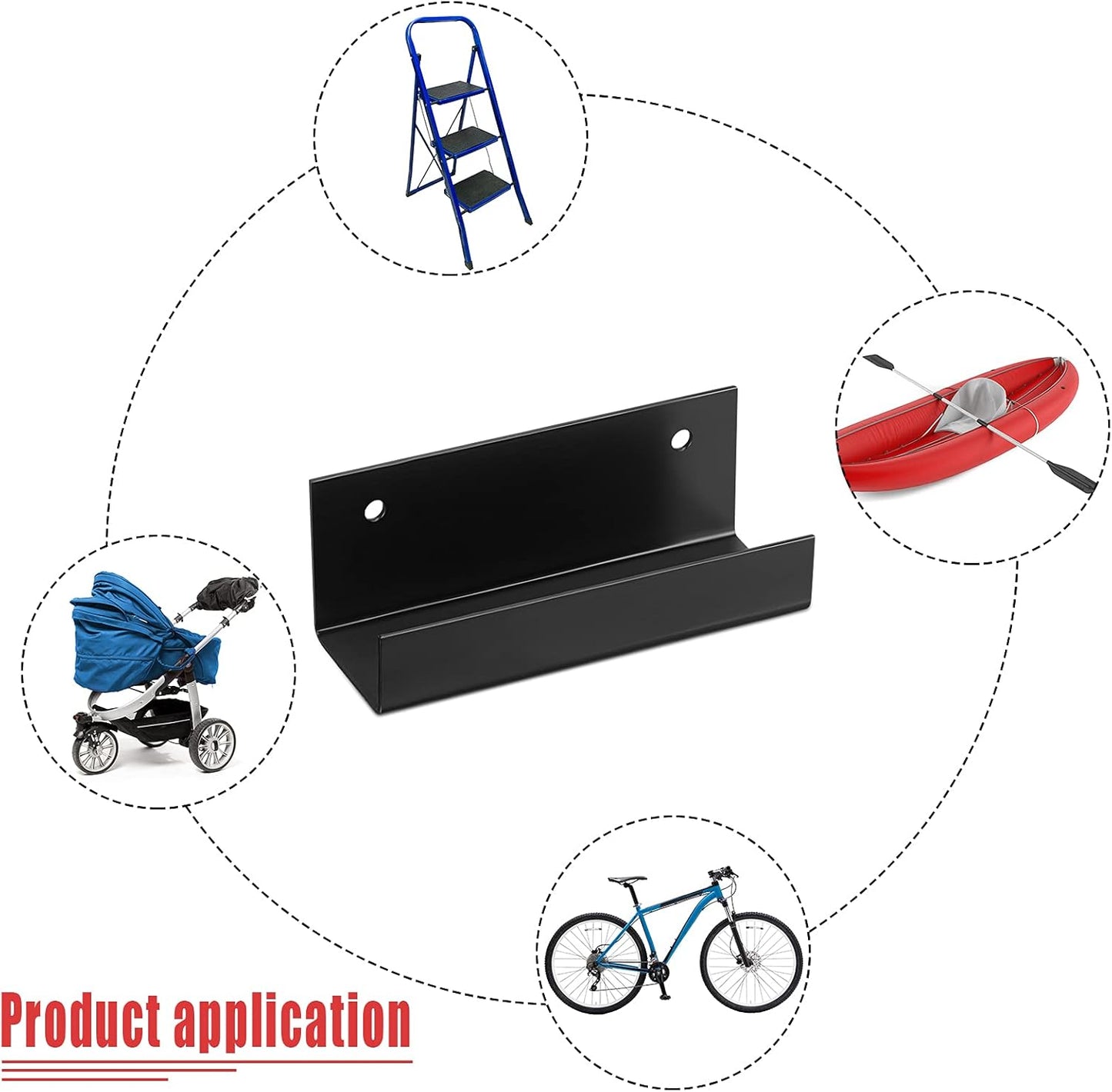 Blulu 4 Pieces Wall Mount Ladder Wall Wheelbarrow Hanger Steel Garage Storage Hook Wheelbarrow Hanger Heavy Duty Garage Storage Organizer for Hang Ladders Carts Chair Bicycle(Black)