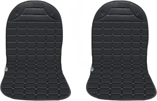2 Pack Winter Seat Cushion - Portable Comfortable Fiber Seat Cover with Adjustable Buckle for Full Back and Seat (Black)