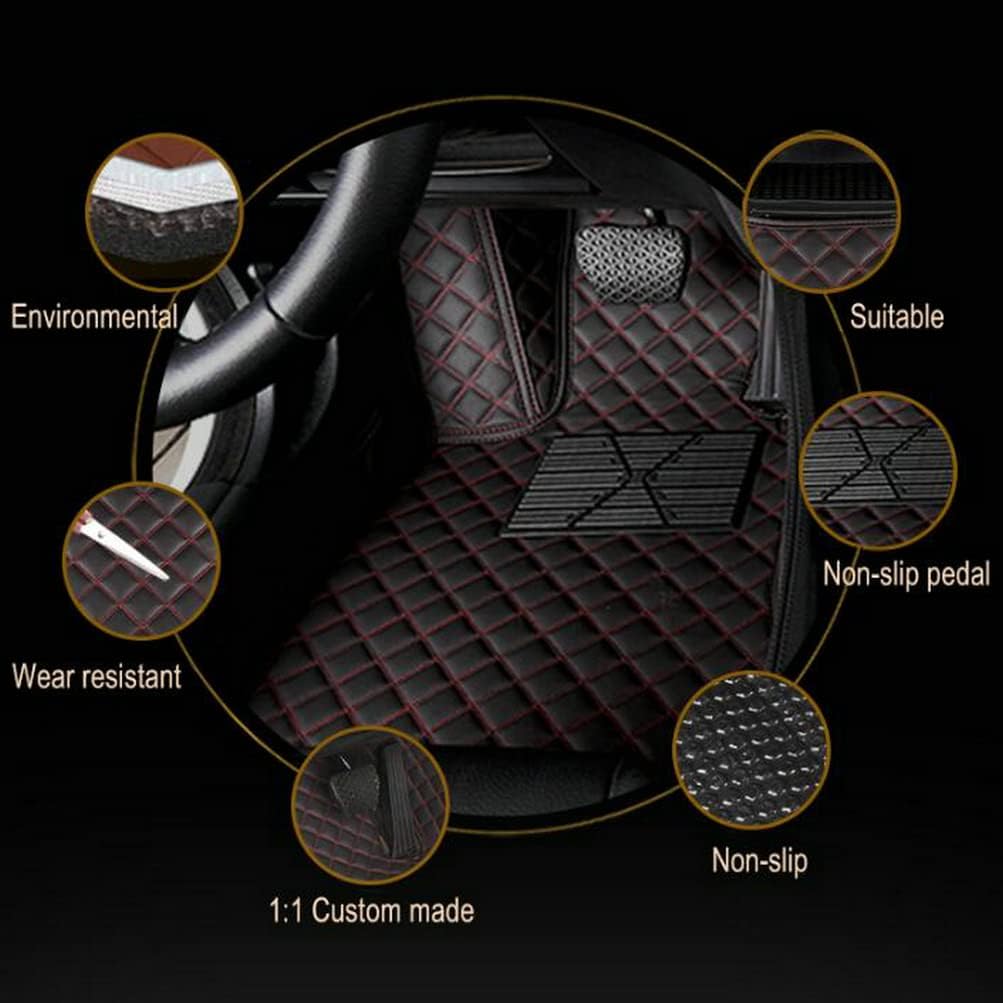 Custom Colors Car Floor Mats Black Pink for 99.9% Sedan SUV Sports， All-Weather Liners Car Floor mat，Luxury Leather Automotive Floor Mats (Black Beige,3D Floor Mats)