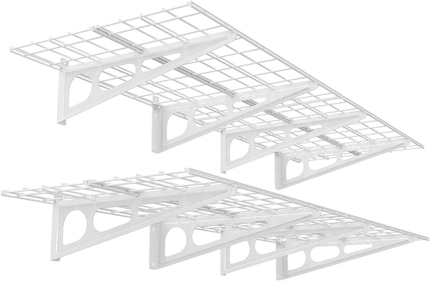 FLEXIMOUNTS 2-Pack 2x6ft 24-inch-by-72-inch Wall Shelf Garage Storage Rack Floating Shelves, White