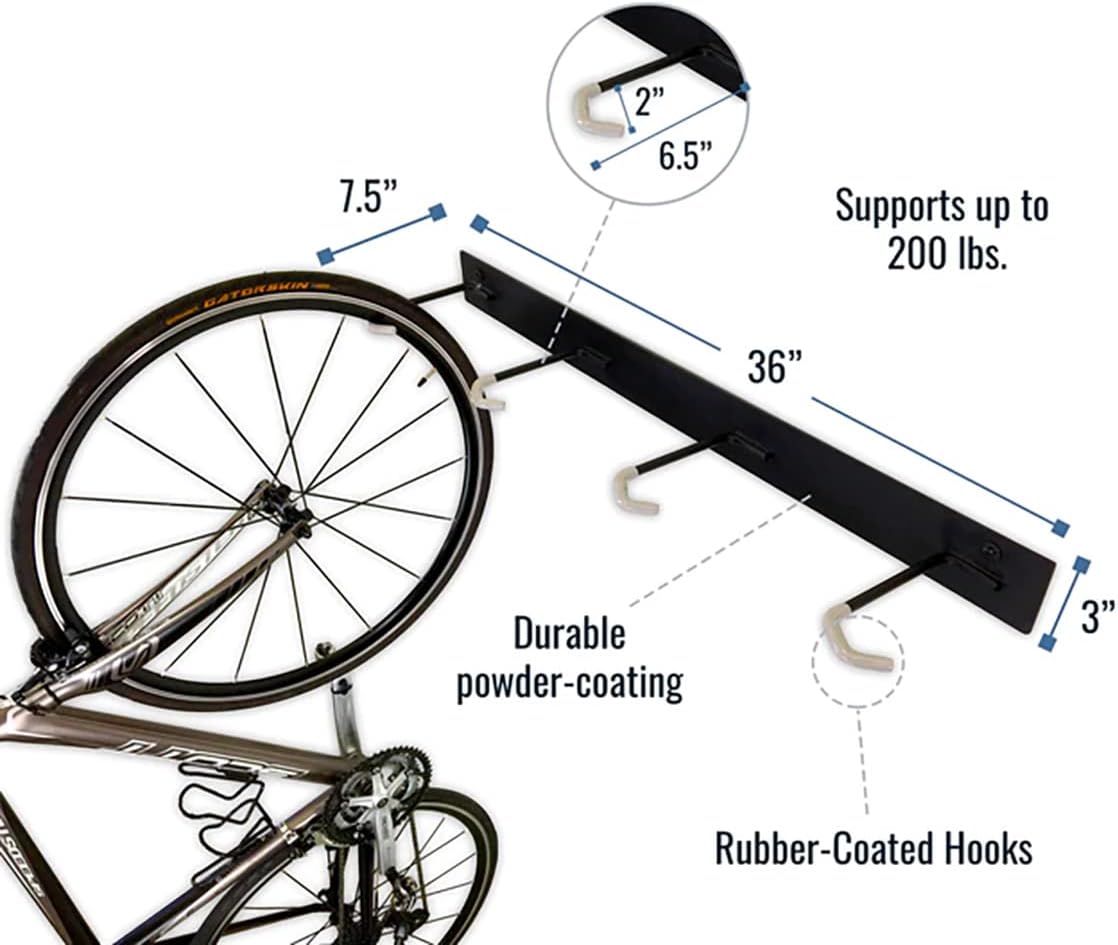 4 Bike Rack for Garage - Solid Steel Extra Heavy Duty BLAT Bike Rack - Garage Wall Mounted Bicycle Storage