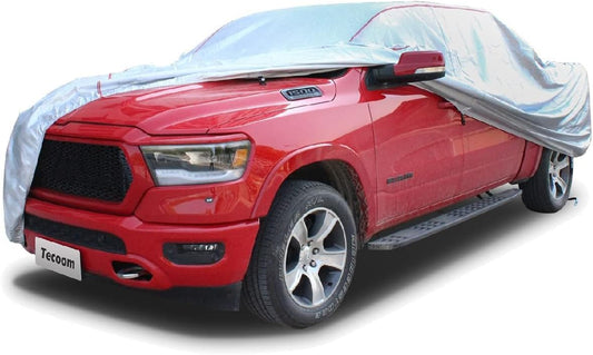 Tecoom Hard Shell Truck Car Cover Waterproof UV-Proof Windproof Zipper Design with Strap Buckle Fit for Ford F150 Ram 1500 Chevy Silverado Toyota Tundra GMC Sierra Full Size Truck Length Up to 233"