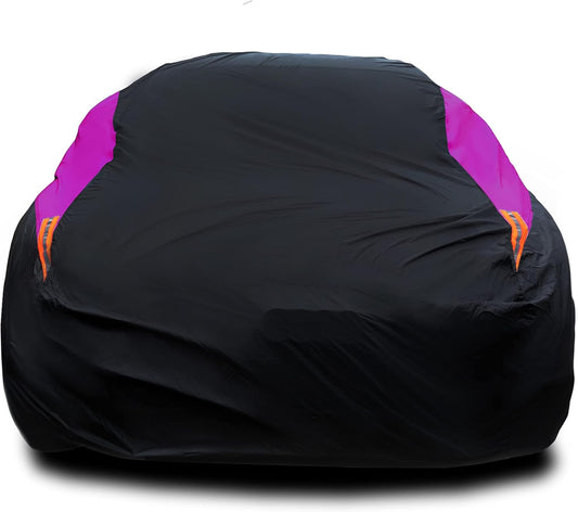 MORNYRAY Waterproof Car Cover All Weather Snowproof UV Protection Windproof Outdoor Full car Cover, Universal Fit for Sedan (Purple, Fit Hatchback Length(Up to 173 inch)