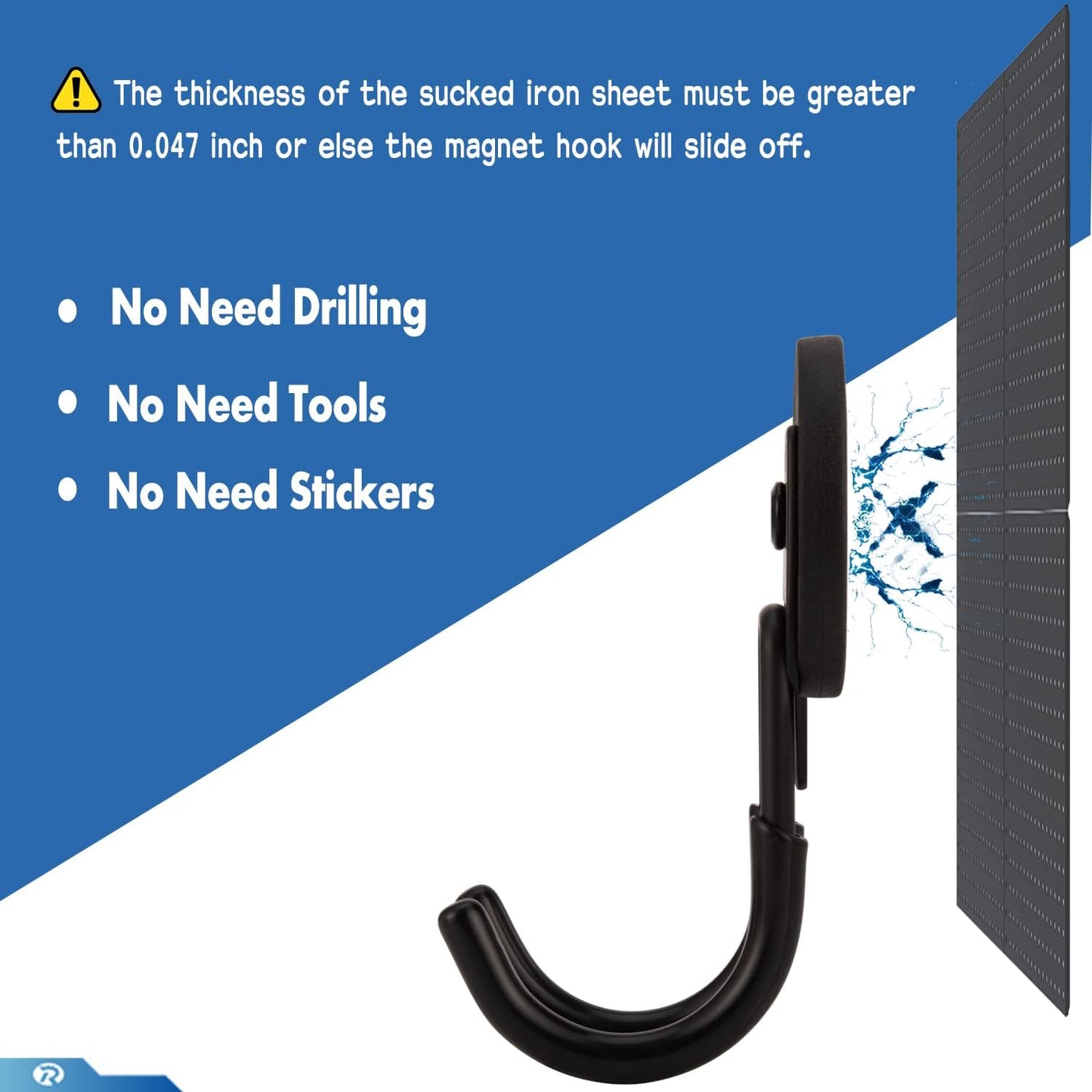 2 Pcs Magnetic Hook Heavy Duty, Strong Magnet Hooks for Garage Tools Hose Rope Electric Drill